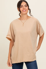 Taupe Raw Rolled Hem Top