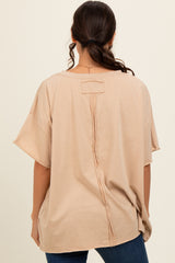 Taupe Raw Rolled Hem Top