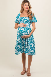 Jade Geo Print Smocked Maternity Dress