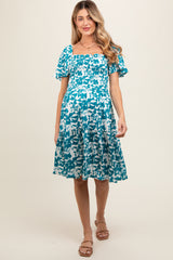 Jade Geo Print Smocked Maternity Dress