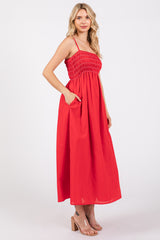 Red Bartlett Striped Smocked Midi Dress