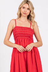 Red Bartlett Striped Smocked Midi Dress