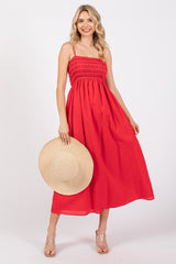 Red Bartlett Striped Smocked Midi Dress