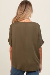 Olive V-Neck Pin-Tuck Detail Maternity Top