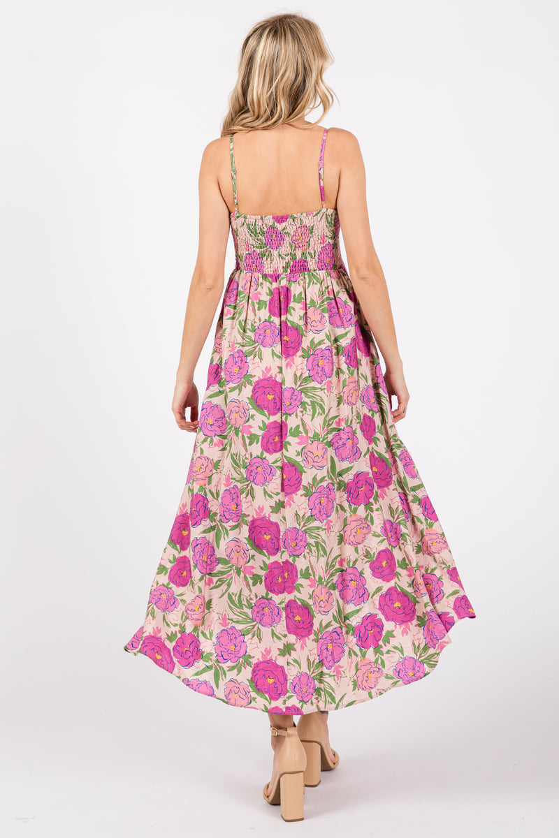 Pink Floral Hi-Lo Sleeveless Midi Dress – PinkBlush