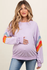 Lavender Banded Bottom Terry Maternity Pullover