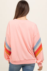 Peach Banded Bottom Terry Maternity Pullover