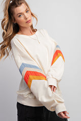 Ivory Banded Bottom Terry Maternity Pullover