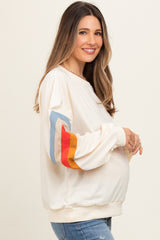 Ivory Banded Bottom Terry Maternity Pullover