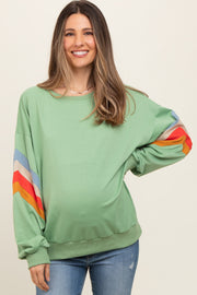 Sage Banded Bottom Terry Maternity Pullover