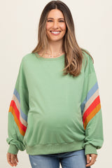 Sage Banded Bottom Terry Maternity Pullover