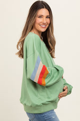 Sage Banded Bottom Terry Maternity Pullover