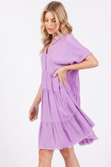 Lavender Tiered Linen Dress