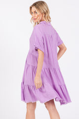 Lavender Tiered Linen Dress