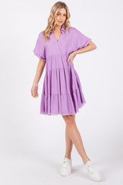 Lavender Tiered Linen Dress