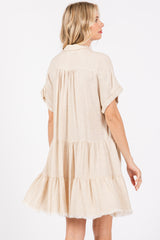 Cream Tiered Linen Dress