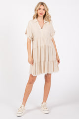 Cream Tiered Linen Dress