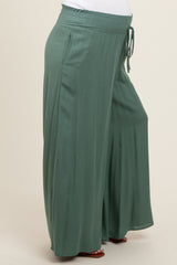 Olive Wide Leg Smocked Lightweight Maternity Pants