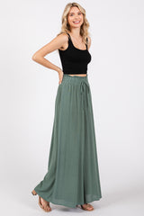 Olive Wide Leg Smocked Lightweight Pants