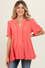 Coral Short Sleeve Maternity Top