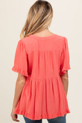 Coral Short Sleeve Maternity Top