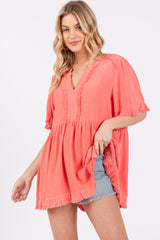 Coral Short Sleeve Maternity Top