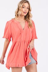 Coral Short Sleeve Top