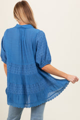 Blue Collared Lightweight Maternity Tunic