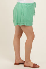 Mint Green Unfinished Hem Maternity Shorts