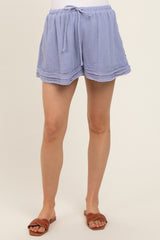 Lavender Unfinished Hem Maternity Shorts