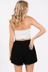 Black Unfinished Hem Shorts