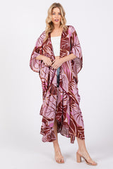 Lavender Tropical Print Long Cover Up