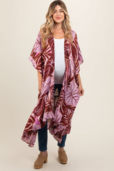 Lavender Tropical Print Long Maternity Cover Up