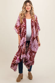 Lavender Tropical Print Long Maternity Cover Up