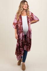 Lavender Tropical Print Long Maternity Cover Up