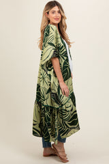 Green Tropical Print Long Maternity Cover Up