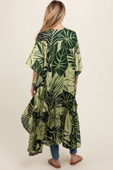 Green Tropical Print Long Maternity Cover Up