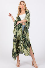 Green Tropical Print Long Maternity Cover Up