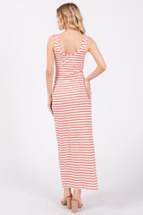 Red Striped Front Tie Dress