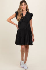 Charcoal French Terry Tiered Maternity Dress