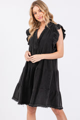 Charcoal French Terry Tiered Maternity Dress