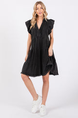 Charcoal French Terry Tiered Dress