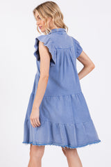 Blue French Terry Tiered Dress