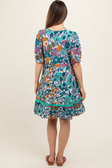 Jade Floral V Neck Half Sleeve Maternity Dress