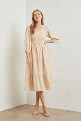 Sand Embroidered Chiffon Dress