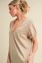 Oat V-Neck Short Sleeve Top