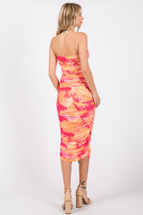 Coral Strapless Zipper Back Dress