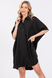 Black Collared Button Down Shirt Dress