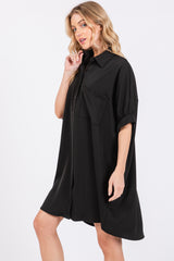 Black Collared Button Down Shirt Dress