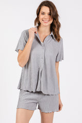 Grey Plisse Maternity Short Set